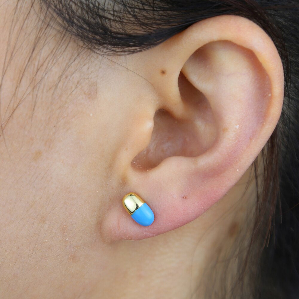 Neon Enamel Pill Stud Earring