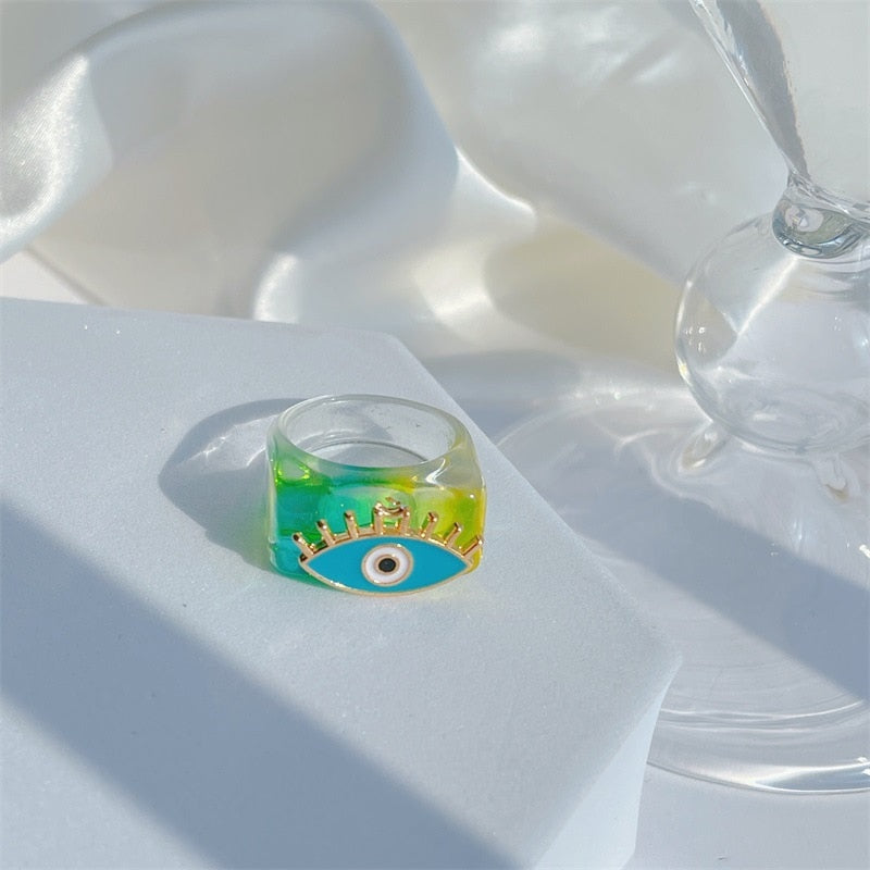 Acrylic Evil Eye Rings