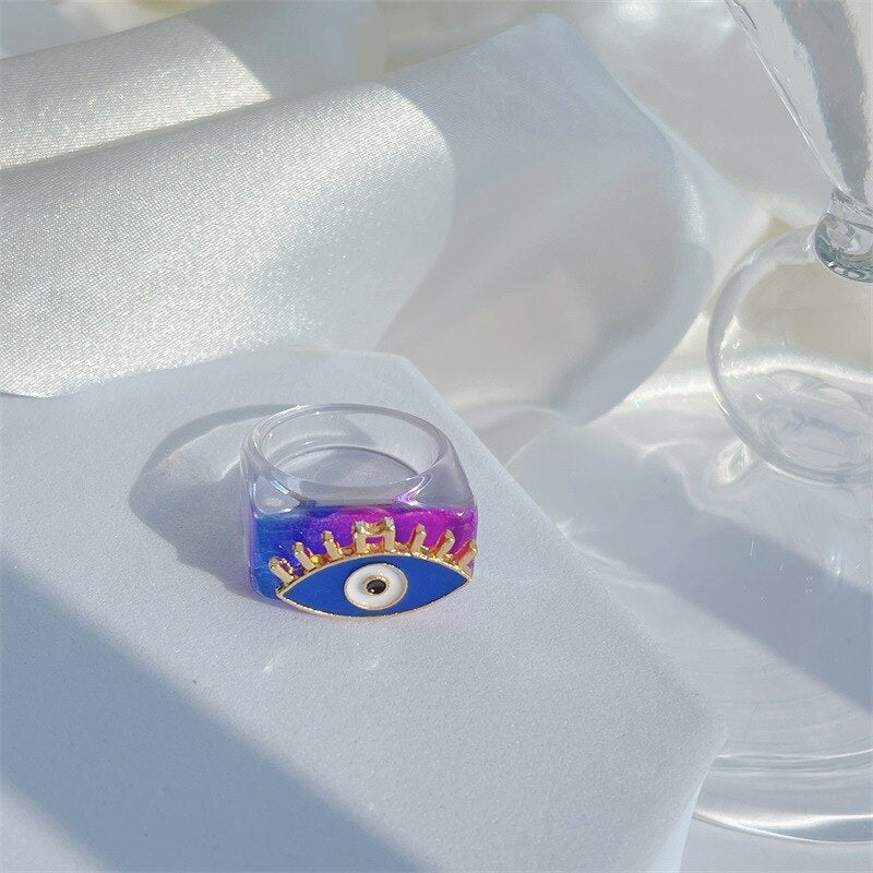 Acrylic Evil Eye Rings