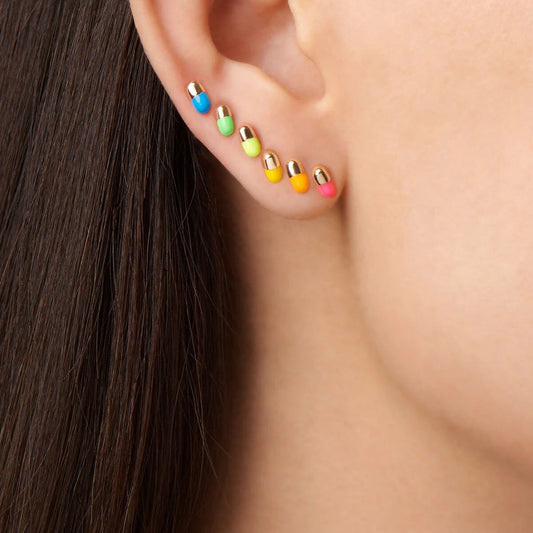 Neon Enamel Pill Stud Earring