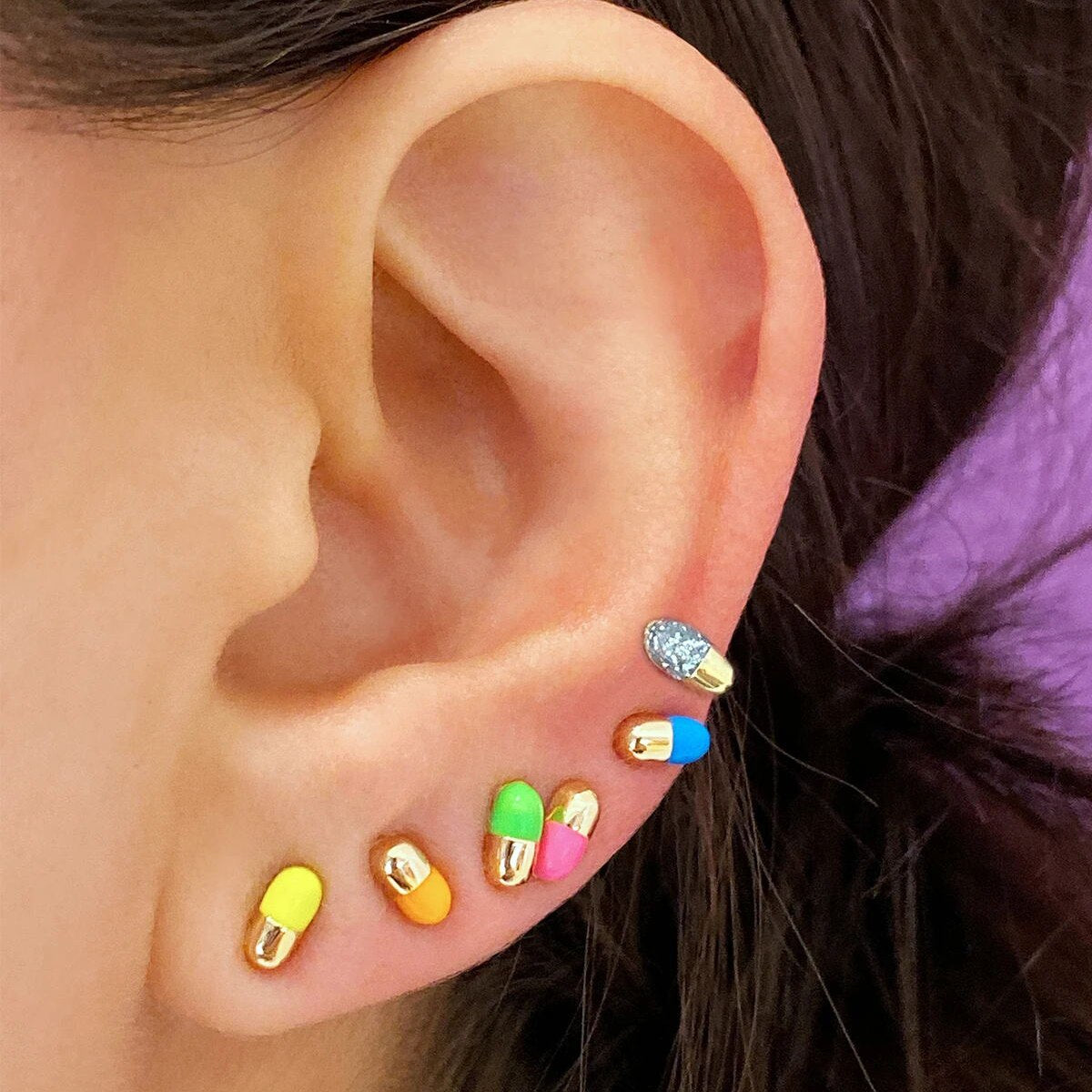 Neon Enamel Pill Stud Earring