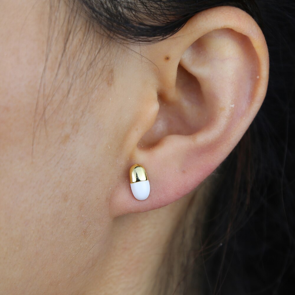 Neon Enamel Pill Stud Earring