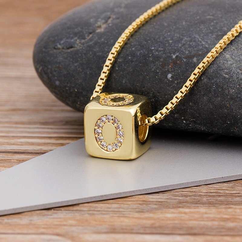 Alphabet Cube Pendant Necklace