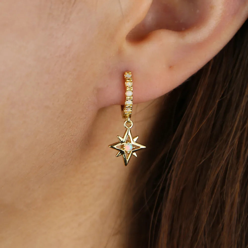 Moon And Star Opal Earrings