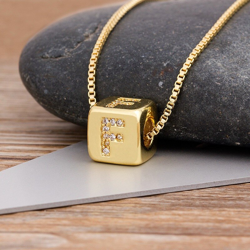 Alphabet Cube Pendant Necklace