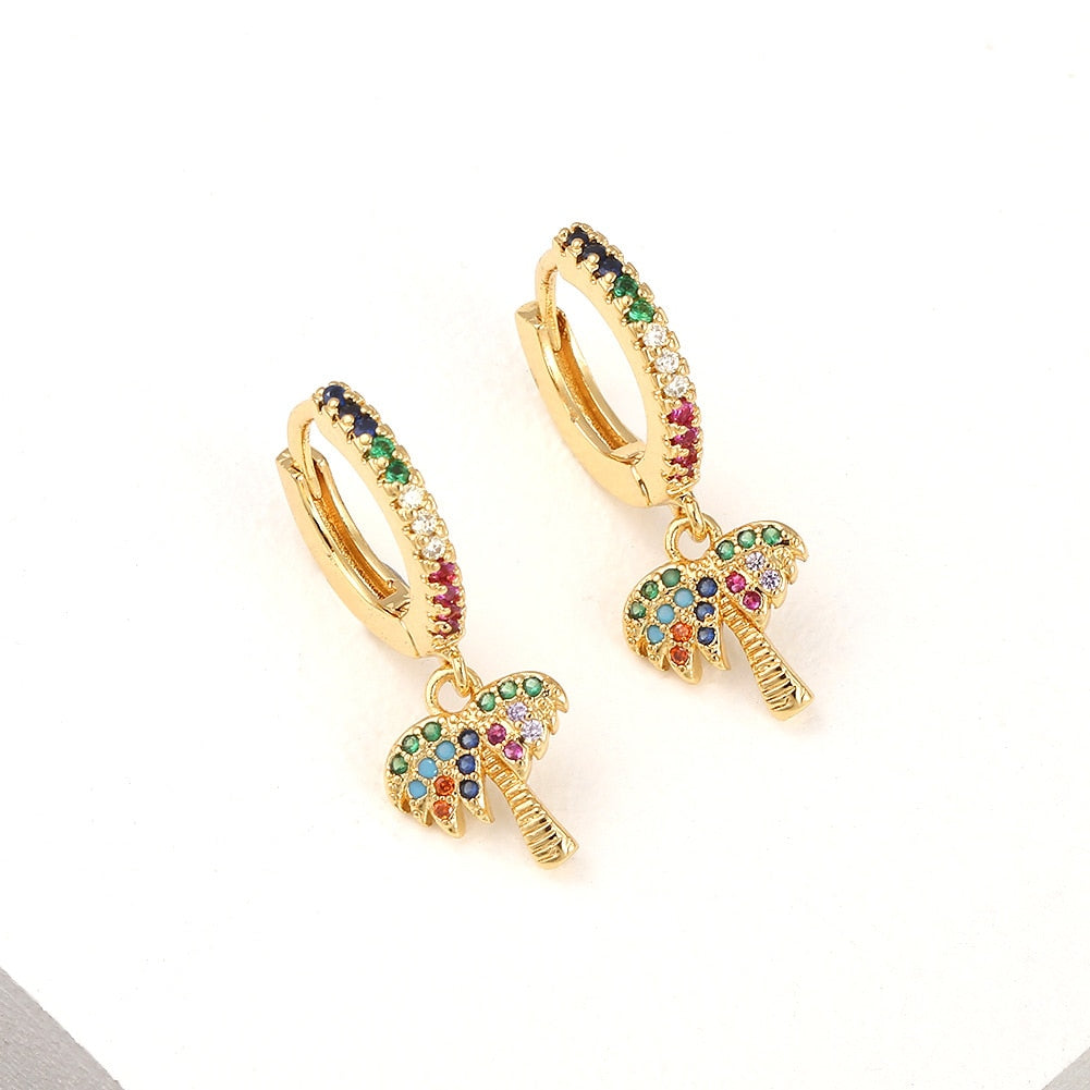 Rainbow Palm Tree Hoops