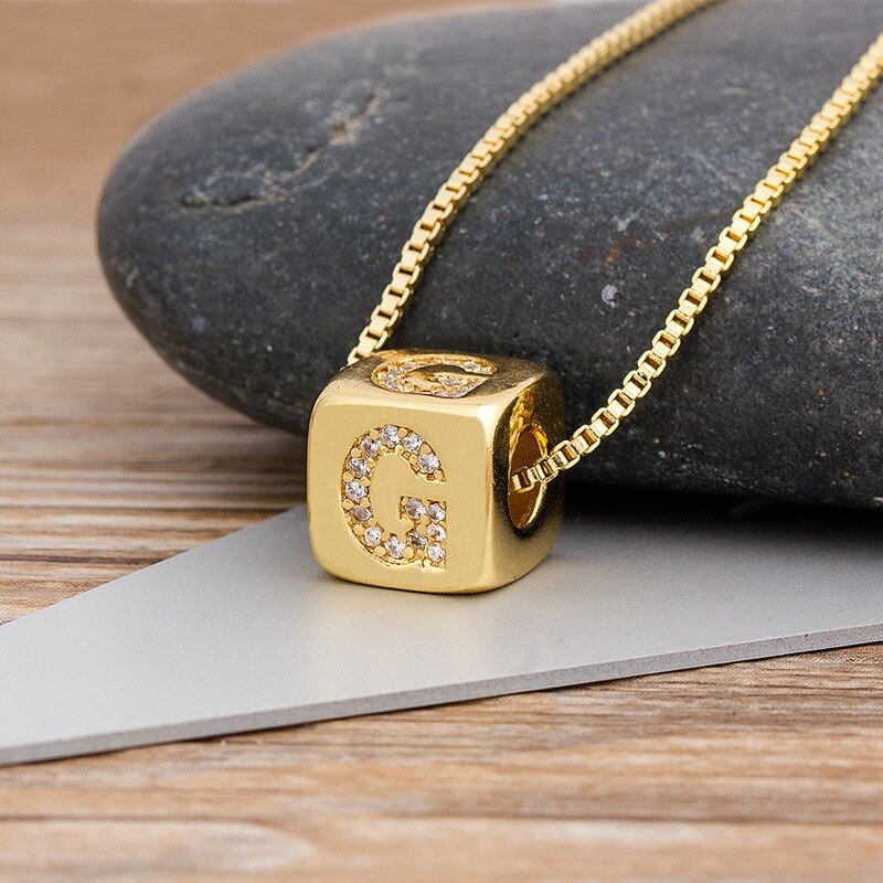 Alphabet Cube Pendant Necklace