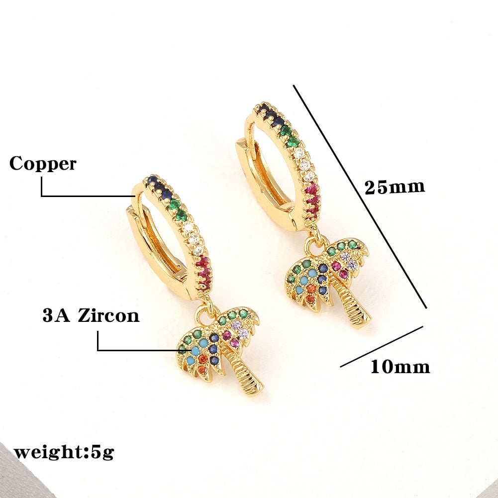 Rainbow Palm Tree Hoops