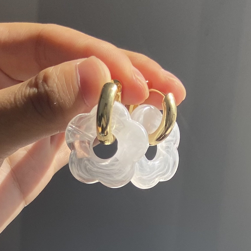 Acetate Flower Hoop Earrings