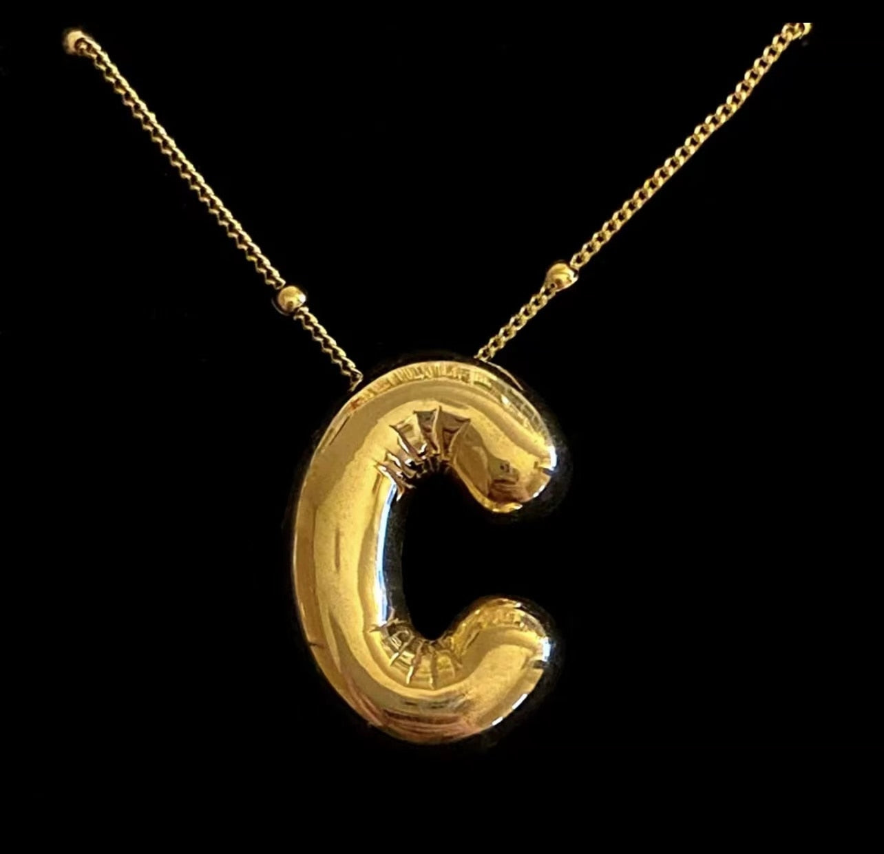 Gold Balloon Initial Necklace