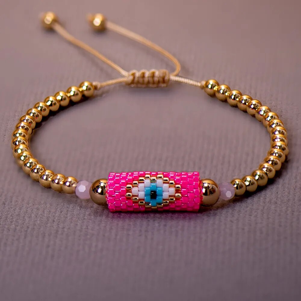 Boho Beaded String Evil Eye Bracelet