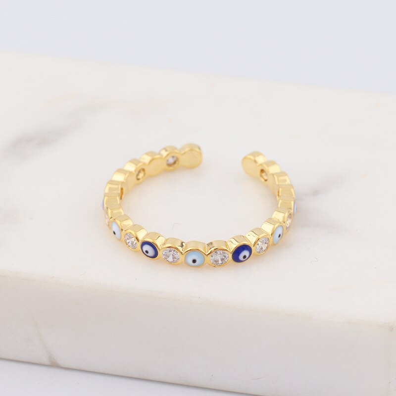 Evil Eye Zircon & Enamel Micro Ring