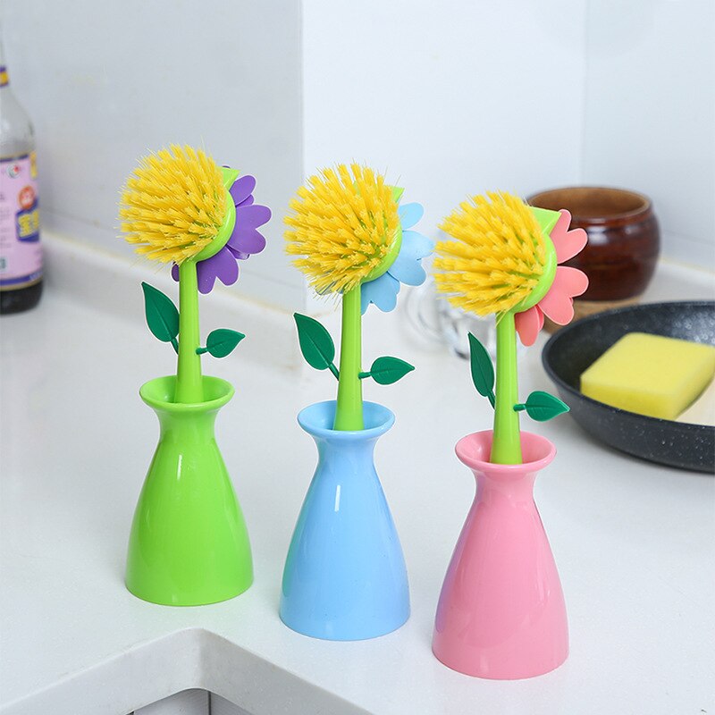 Floral Cleaning Brush & Base