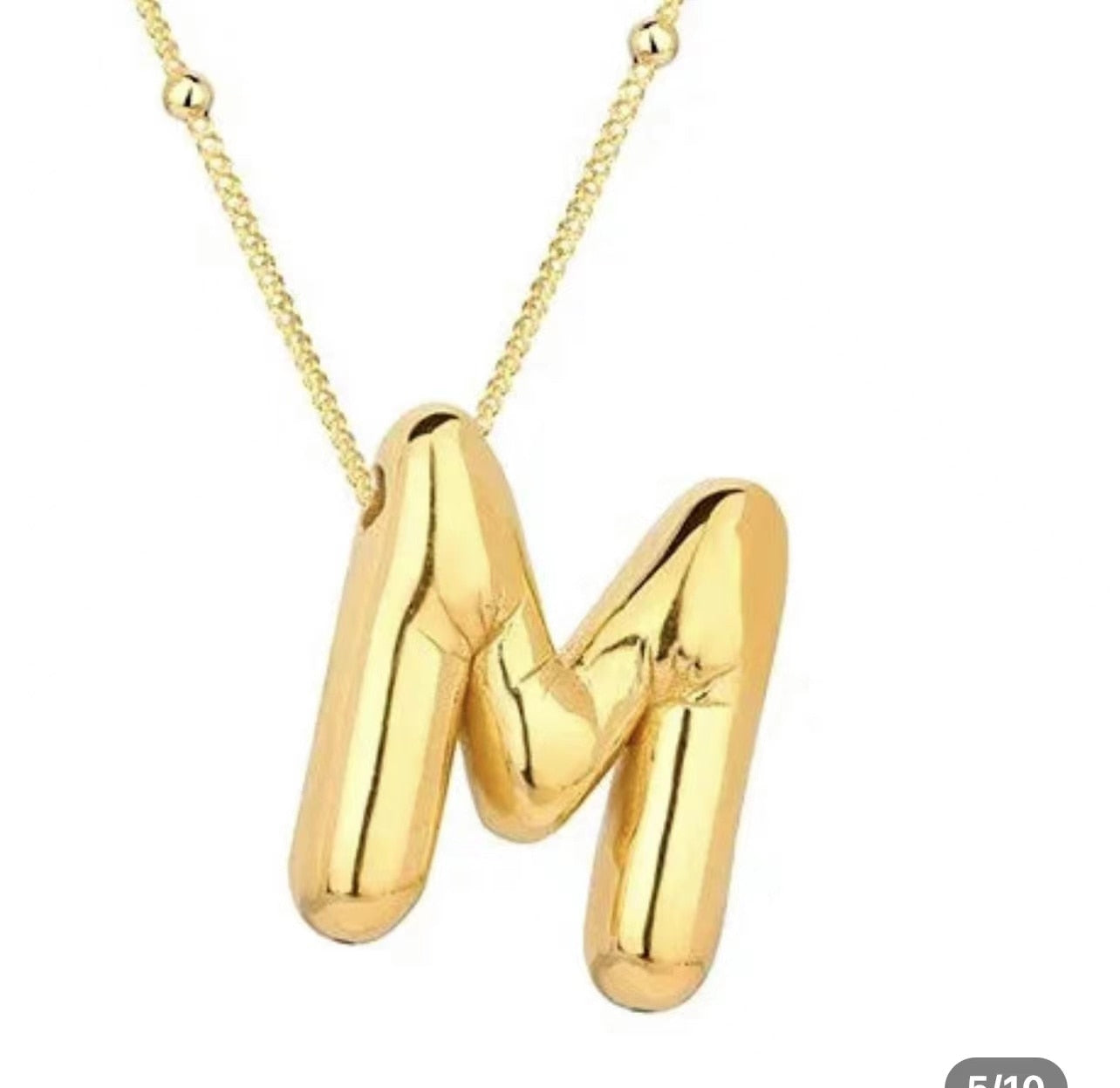 Gold Balloon Initial Necklace