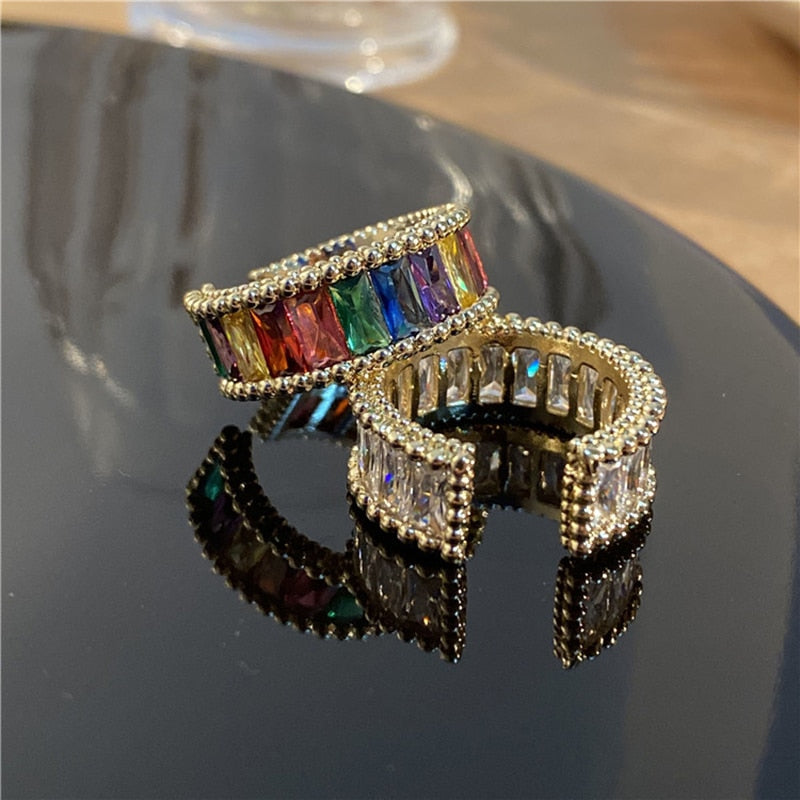 Rainbow Zircon Adjustable Ring