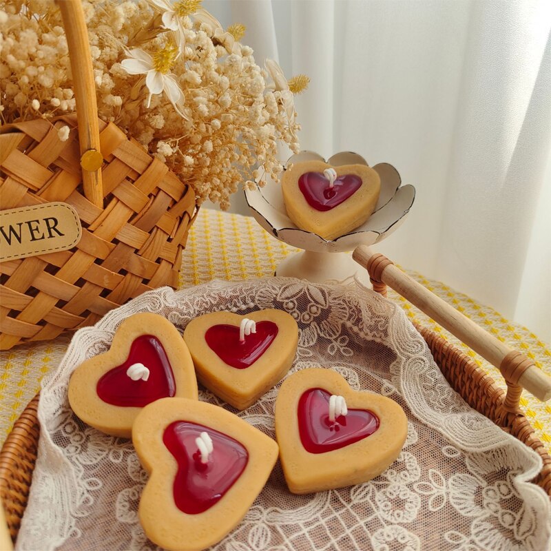 Strawberry Heart Biscuit Candle