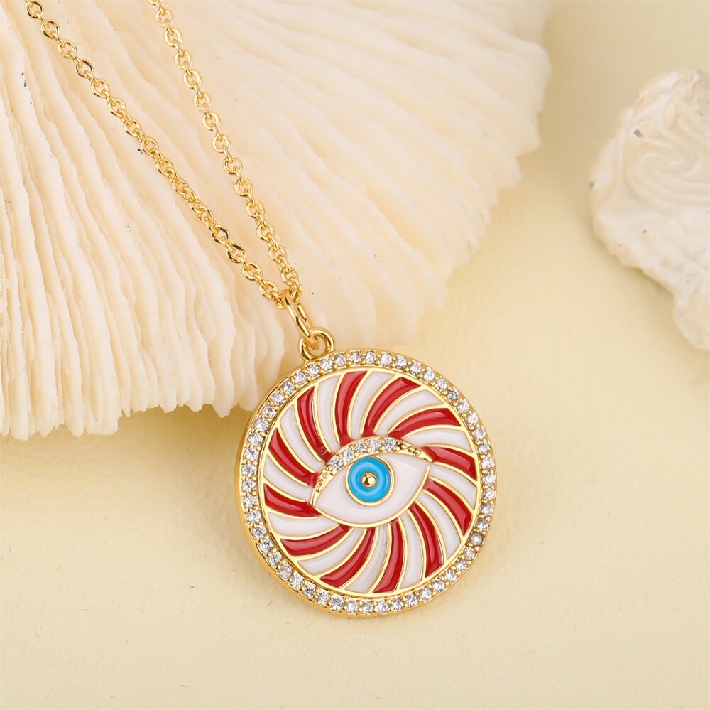 Evil Eye Round Pendant Necklace