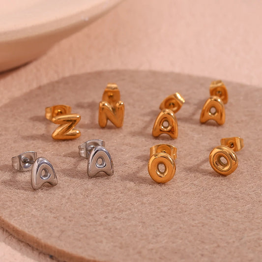 Mini Bubble Letter Stud Earrings