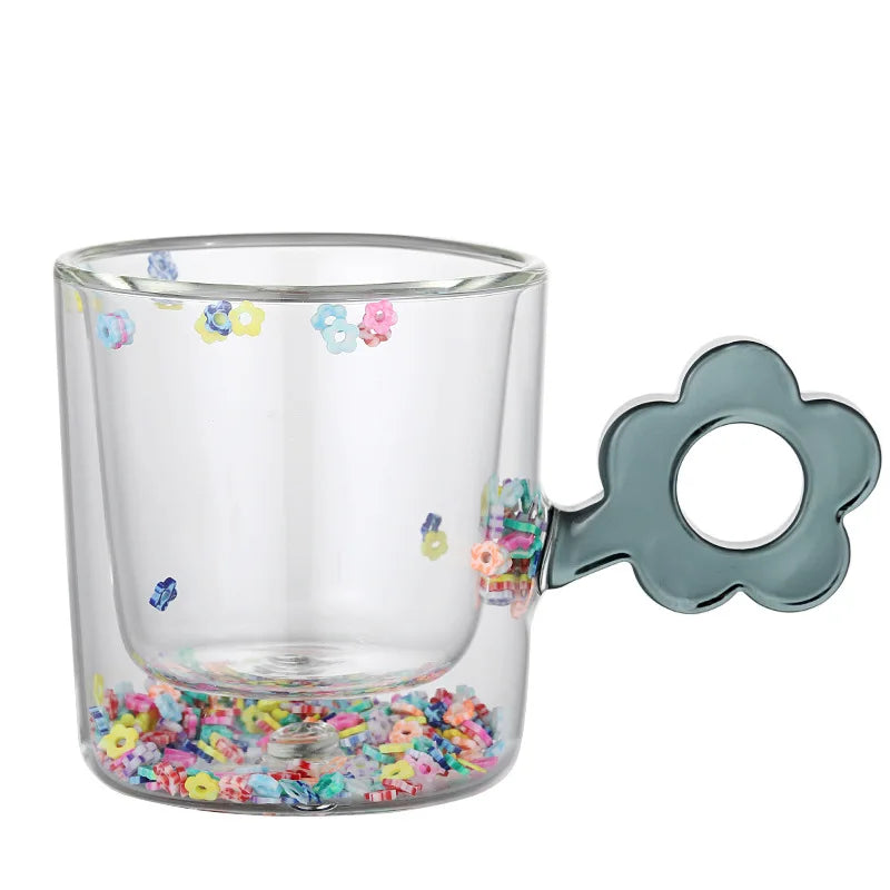 Double Wall Daisy Glass Mug