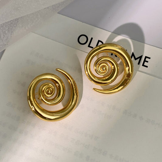 Geometric Spiral Stud Earrings