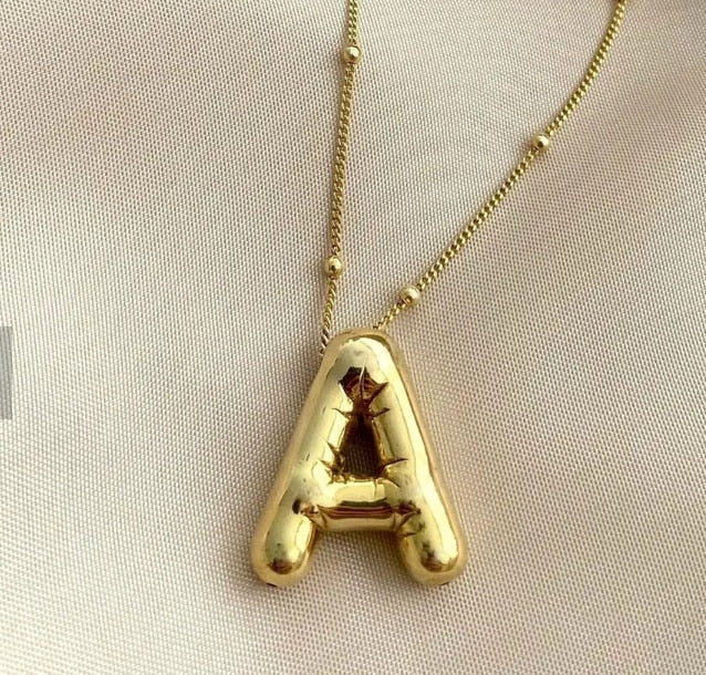 Gold Balloon Initial Necklace