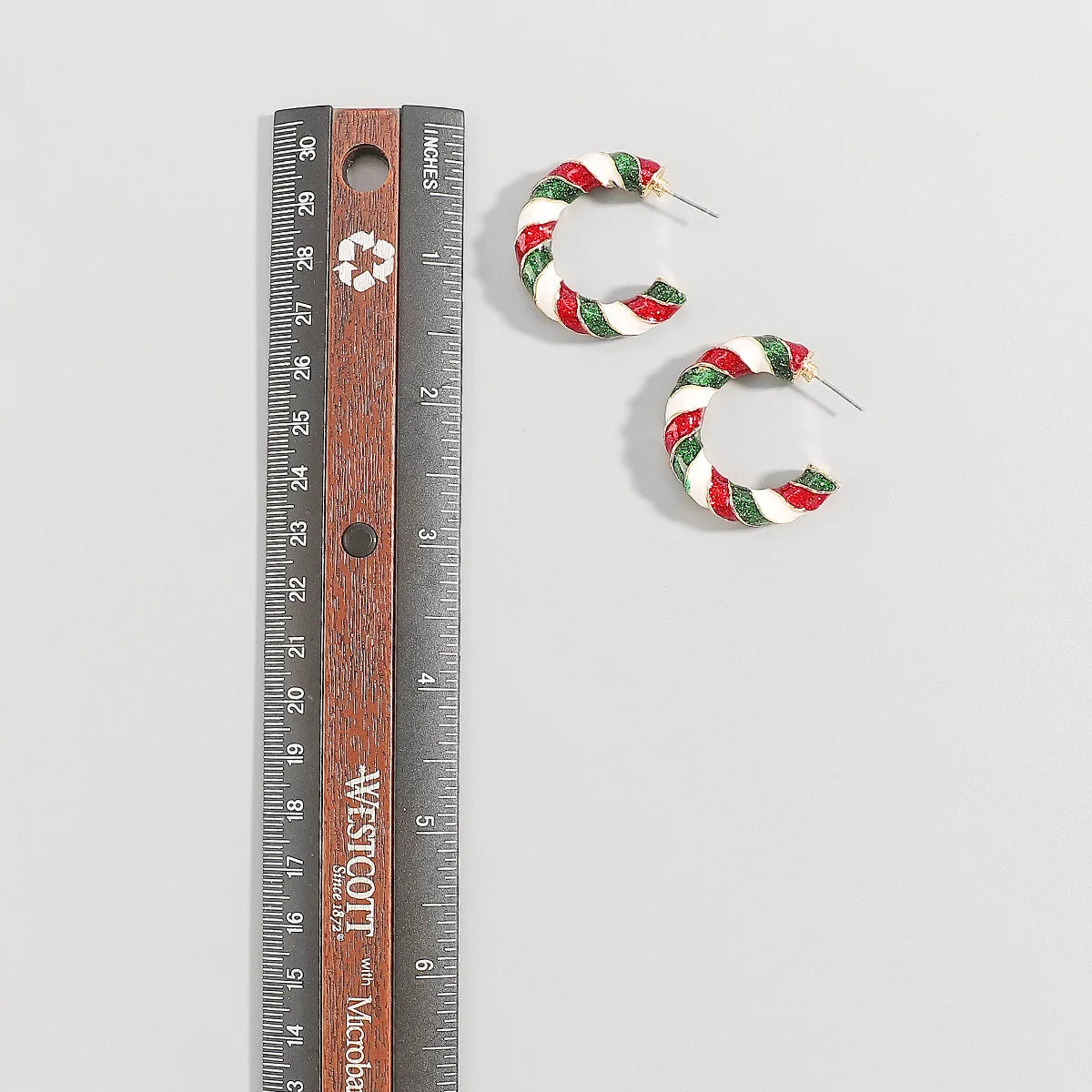 Enamel Candy Cane Hoops