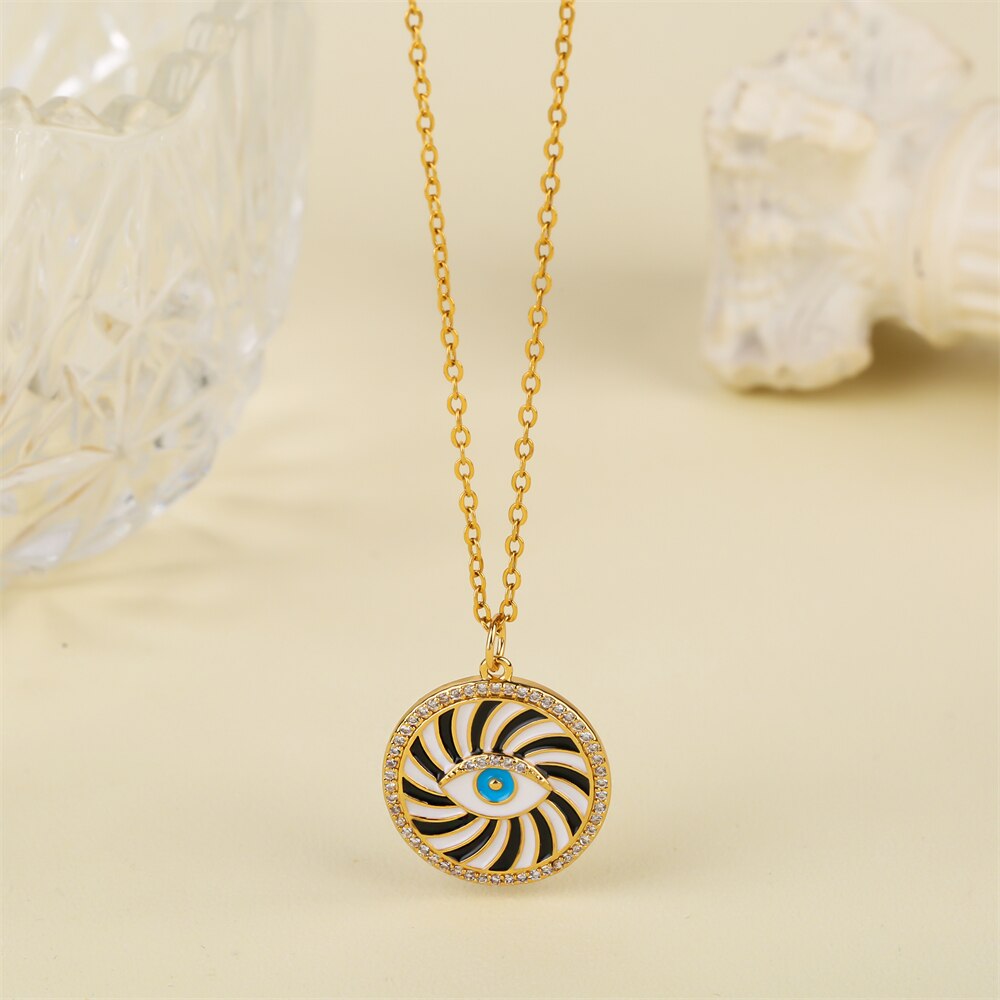 Evil Eye Round Pendant Necklace