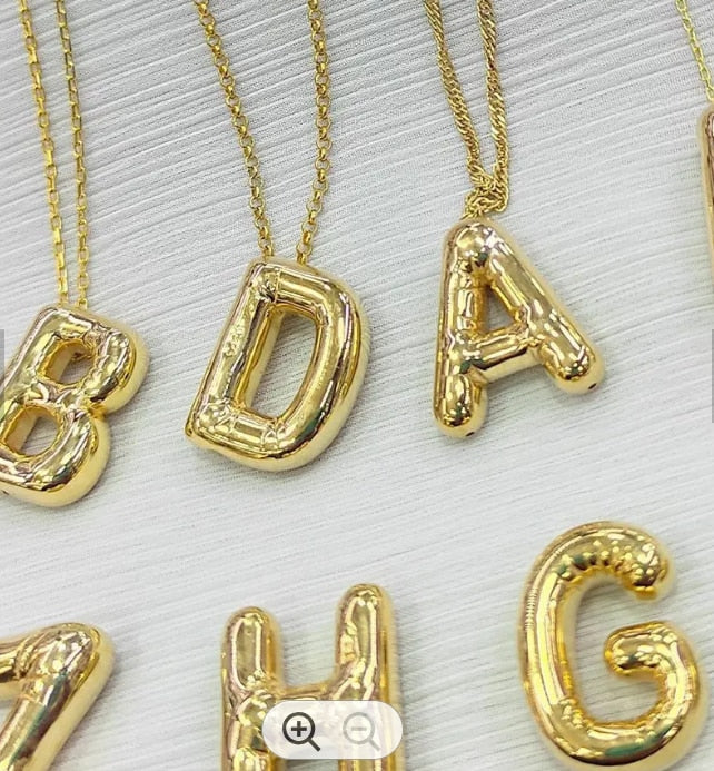 Gold Balloon Initial Necklace