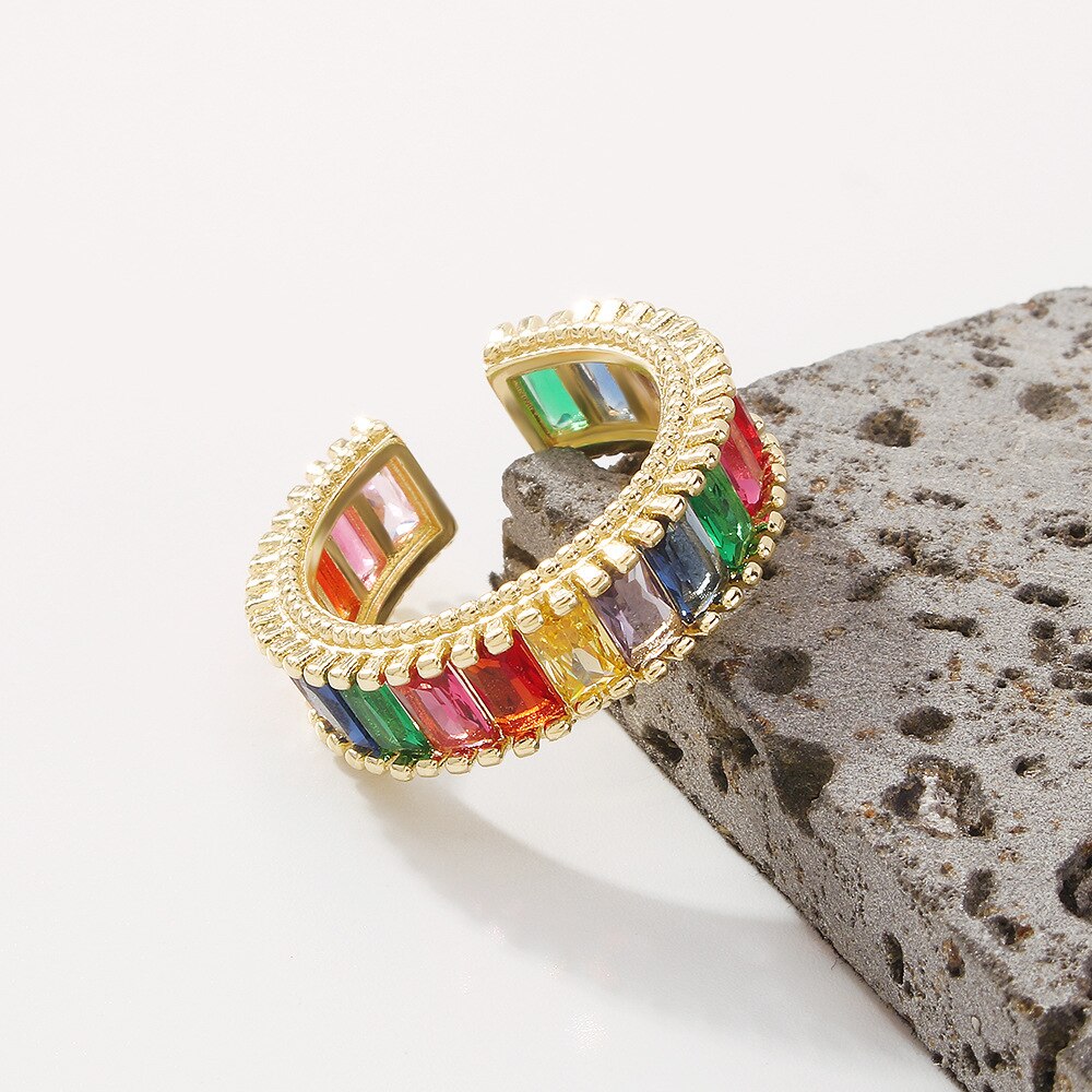 Rainbow Zircon Adjustable Ring