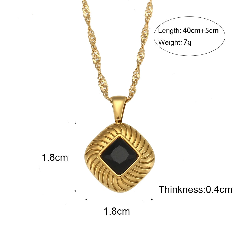 Square Zircon Pendant Necklace