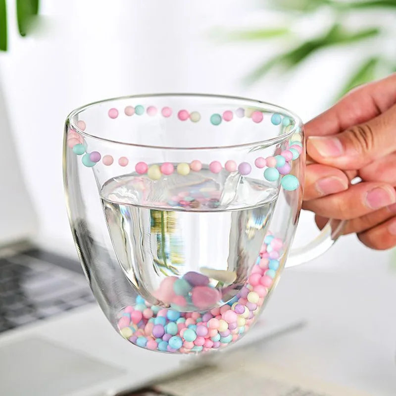 Double Layer Heart Shape Glass Mug