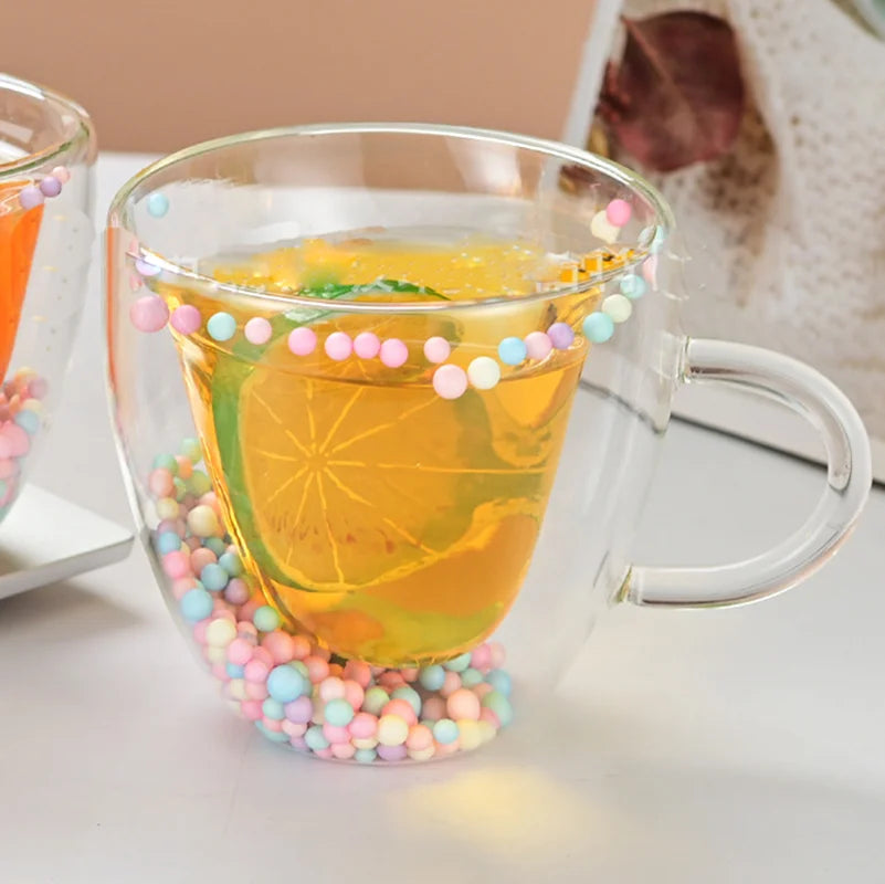 Double Layer Heart Shape Glass Mug