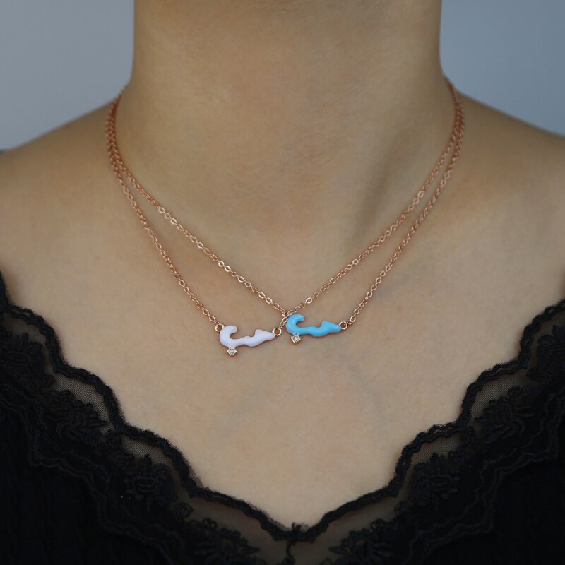 Micro Pastel Enamel Arabic 'Love' Necklace