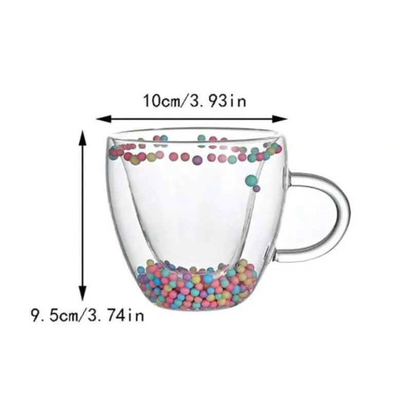 Double Layer Heart Shape Glass Mug