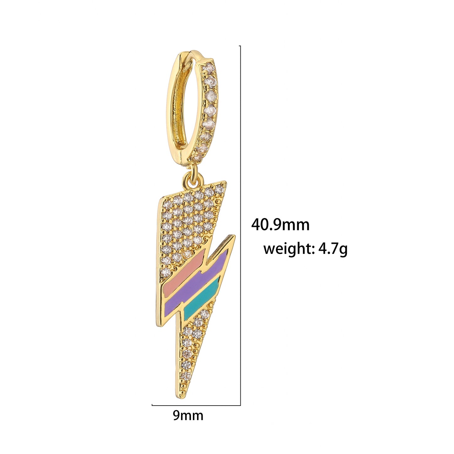 Zircon Retro Lightning Pendant Drop Earrings