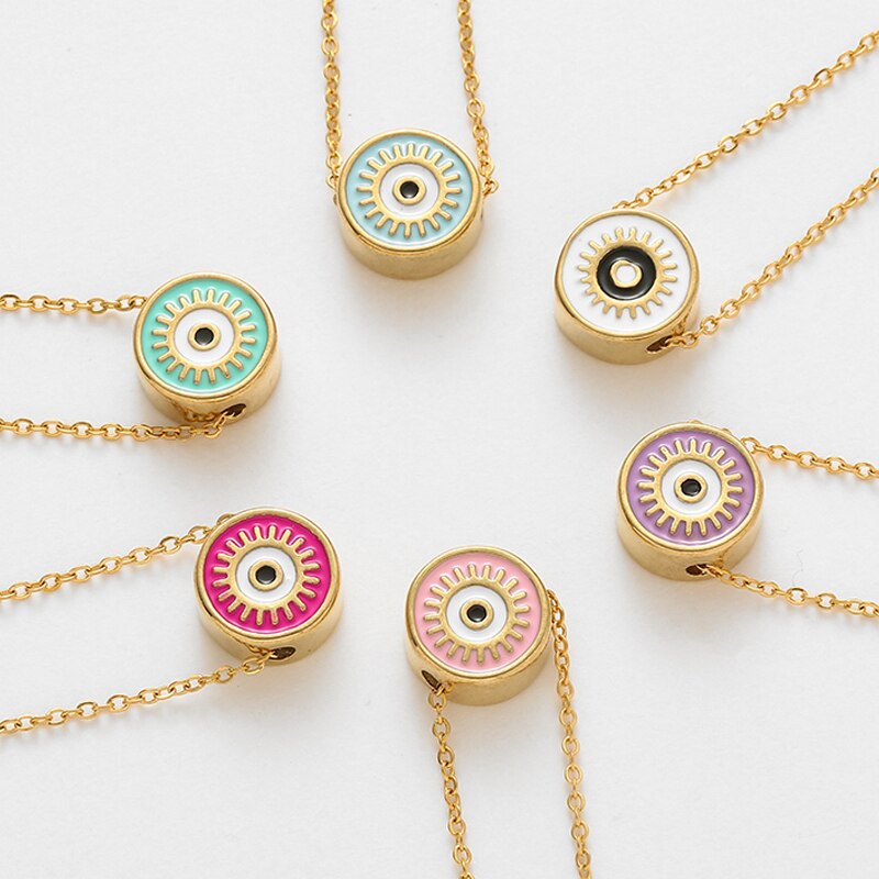 Bohemia Chunky Disc Evil Eye Necklace