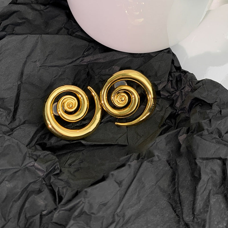 Geometric Spiral Stud Earrings