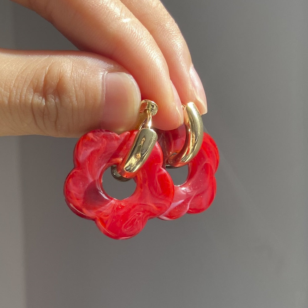 Acetate Flower Hoop Earrings