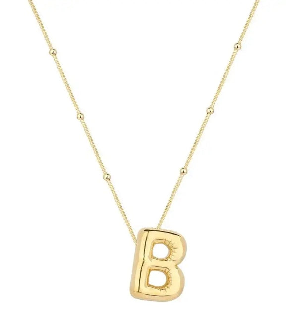 Gold Balloon Initial Necklace