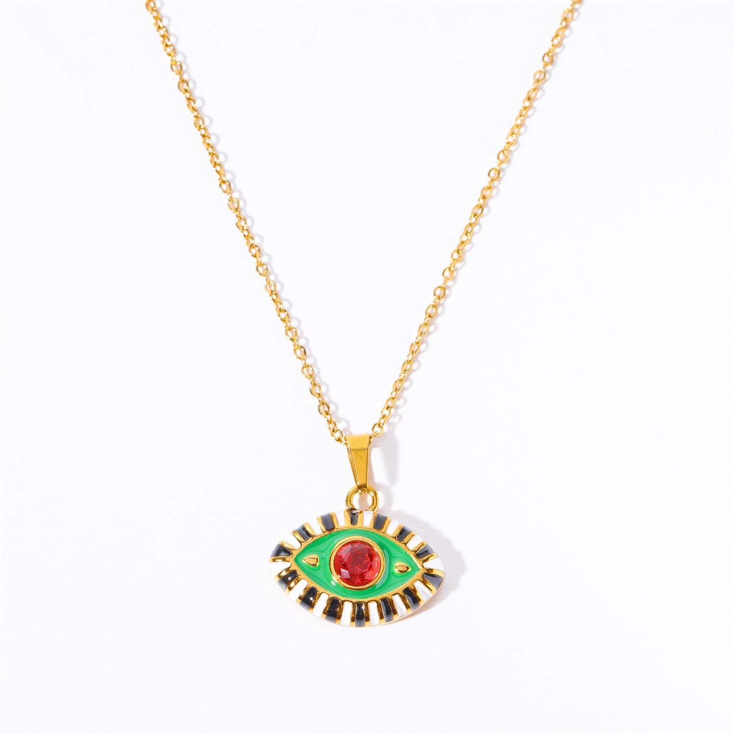 Colourful Zircon Evil Eye Necklace