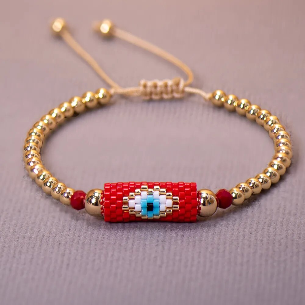 Boho Beaded String Evil Eye Bracelet