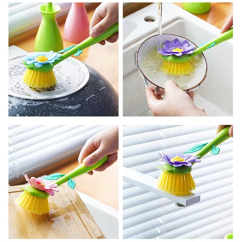 Floral Cleaning Brush & Base