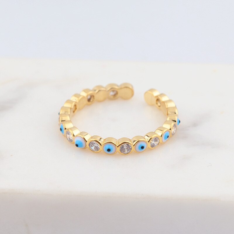 Evil Eye Zircon & Enamel Micro Ring