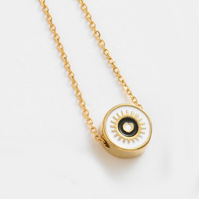 Bohemia Chunky Disc Evil Eye Necklace