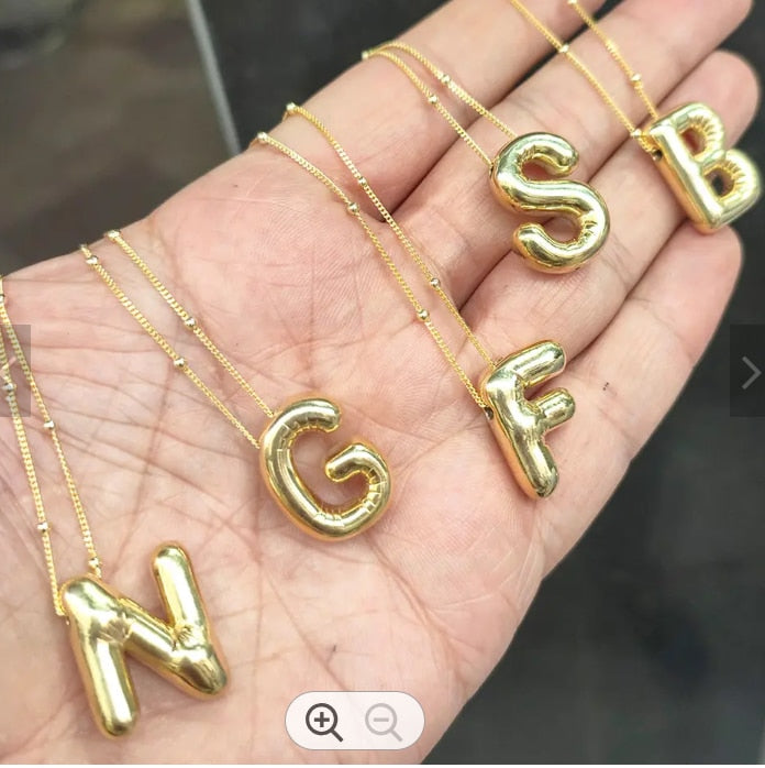 Gold Balloon Initial Necklace