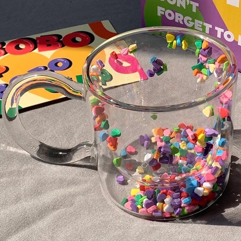 Double Layer Heart Confetti Mug