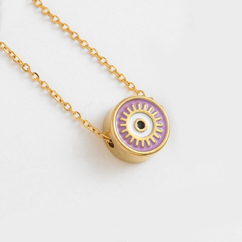 Bohemia Chunky Disc Evil Eye Necklace