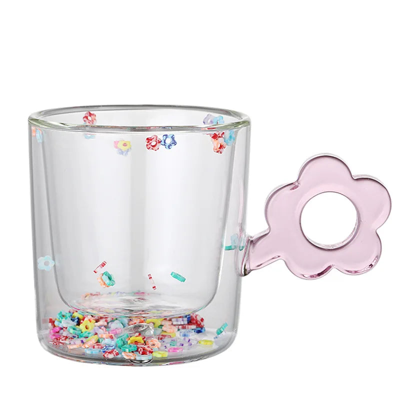 Double Wall Daisy Glass Mug