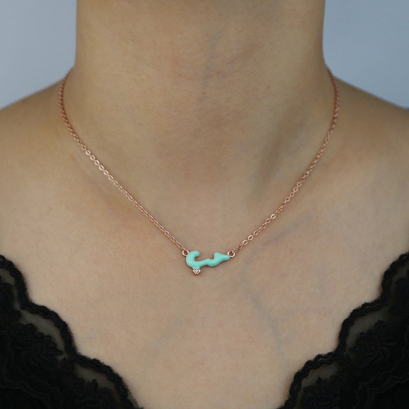 Micro Pastel Enamel Arabic 'Love' Necklace