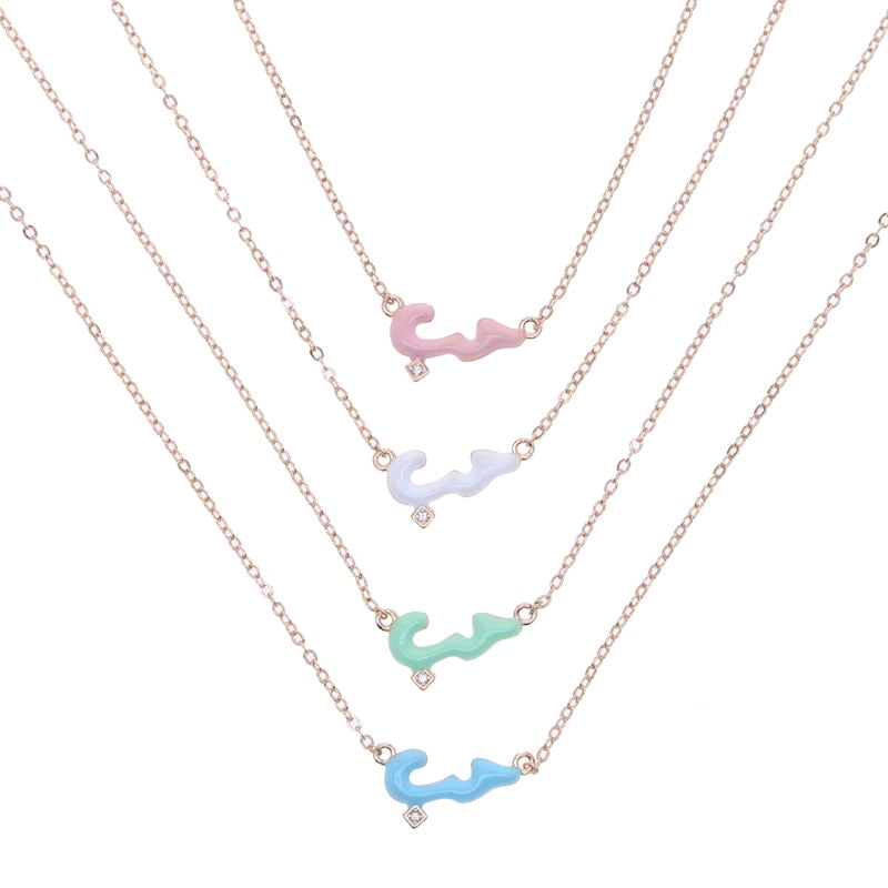 Micro Pastel Enamel Arabic 'Love' Necklace